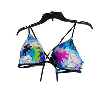 Orageous Tropical Print Bikini Top XL Nylon/Spandex Adjustable Straps Multicolor